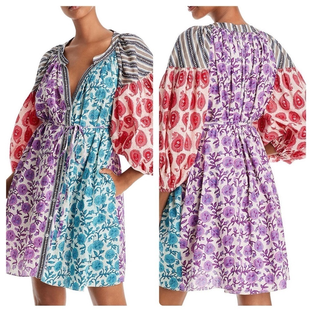 CHARINA SARTE Paisley Colorblock Tunic Dress (D5)